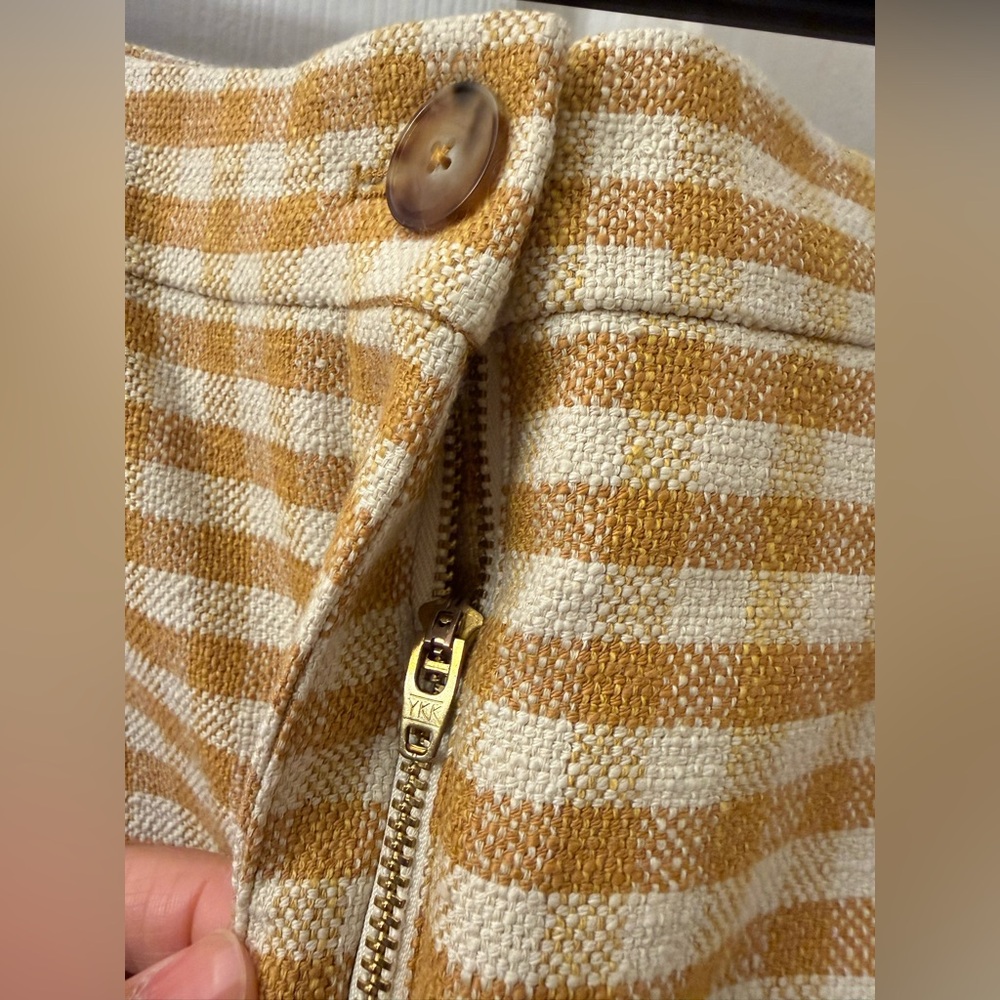 Sezane Martin crop trousers in an ochre check pattern - Picture 6 of 11